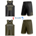 Custom Reversible Black Olive-Cream Double Side Sublimation Basketball Suit Jersey