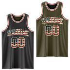 Custom Reversible Black Vintage USA Flag Cream-Maroon Double Side Sublimation Basketball Suit Jersey