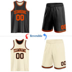 Custom Reversible Black Orange Double Side Sublimation Basketball Suit Jersey