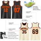 Custom Reversible Black Orange Double Side Sublimation Basketball Suit Jersey
