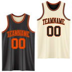 Custom Reversible Black Orange Double Side Sublimation Basketball Suit Jersey