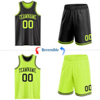 Custom Reversible Black Neon Green Double Side Sublimation Basketball Suit Jersey