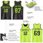 Custom Reversible Black Neon Green Double Side Sublimation Basketball Suit Jersey