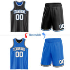 Custom Reversible Black Gray-Blue Double Side Sublimation Basketball Suit Jersey