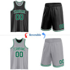 Custom Reversible Black Kelly Green-White Double Side Sublimation Basketball Suit Jersey