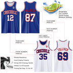 Custom Reversible Royal White-Red Double Side Sublimation Basketball Suit Jersey