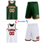 Custom Reversible Green Cream-Red Double Side Sublimation Basketball Suit Jersey