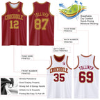 Custom Reversible Maroon Old Gold Double Side Sublimation Basketball Suit Jersey