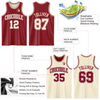 Custom Reversible Maroon Cream Double Side Sublimation Basketball Suit Jersey
