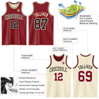 Custom Reversible Maroon Black-Cream Double Side Sublimation Basketball Suit Jersey