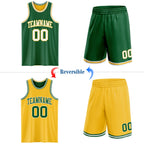 Custom Reversible Kelly Green White-Gold Double Side Sublimation Basketball Suit Jersey