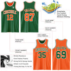 Custom Reversible Kelly Green Orange-White Double Side Sublimation Basketball Suit Jersey