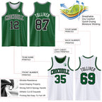 Custom Reversible Kelly Green Black-White Double Side Sublimation Basketball Suit Jersey