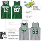 Custom Reversible Kelly Green White-Gray Double Side Sublimation Basketball Suit Jersey