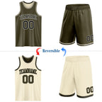 Custom Reversible Olive Black-Cream Double Side Salute To Service Sublimation Basketball Suit Jersey