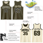 Custom Reversible Olive Black-Cream Double Side Salute To Service Sublimation Basketball Suit Jersey