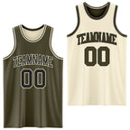 Custom Reversible Olive Black-Cream Double Side Salute To Service Sublimation Basketball Suit Jersey