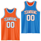 Custom Reversible Orange White-Powder Blue Double Side Sublimation Basketball Suit Jersey