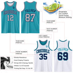 Custom Reversible Teal Gray-Navy Double Side Sublimation Basketball Suit Jersey