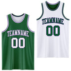 Custom Reversible Kelly Green White-Purple Double Side Sublimation Basketball Suit Jersey