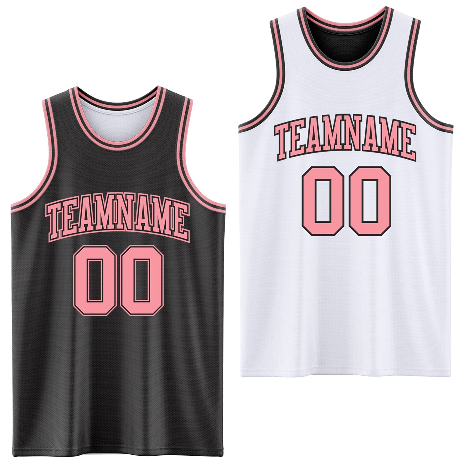 Custom Reversible Black Medium Pink Double Side Sublimation Basketball Suit Jersey