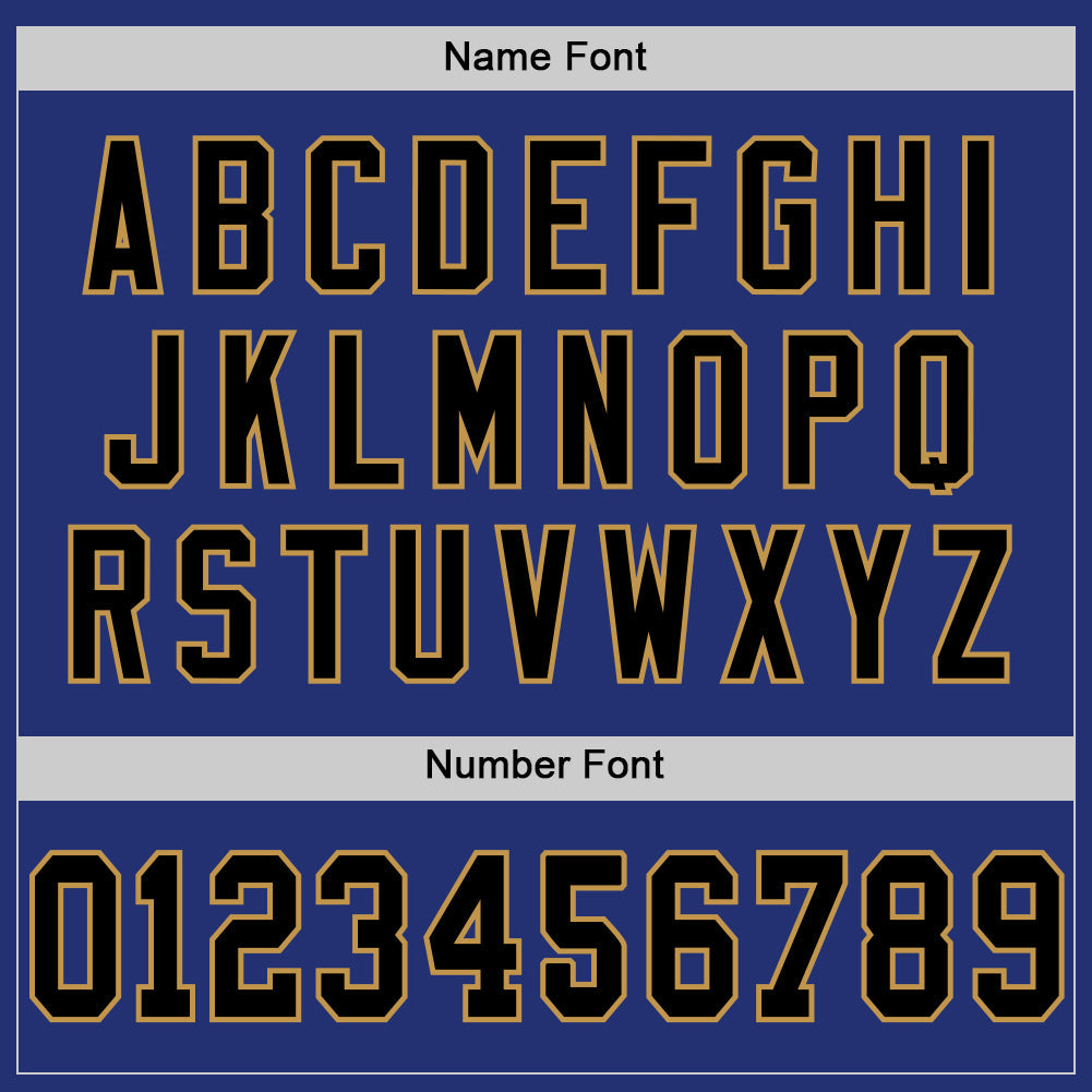 Custom Royal Black-Old Gold Mesh Authentic Throwback Football Jersey