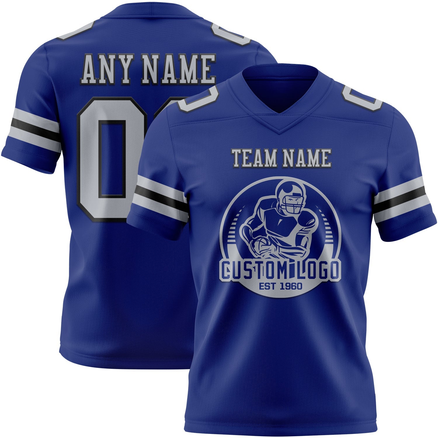 Custom Royal Gray-Black Authentic Football Jersey