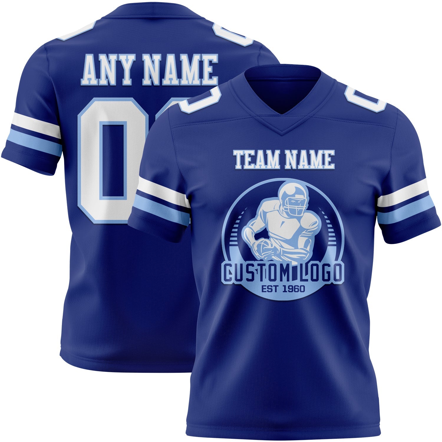 Custom Royal White-Light Blue Authentic Football Jersey