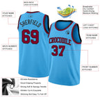 Custom Sky Blue Maroon-Black Authentic Basketball Jersey