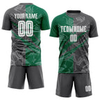 Custom Graffiti Pattern Kelly Green-Steel Gray Scratch Sublimation Soccer Uniform Jersey