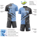 Custom Graffiti Pattern Light Blue-Steel Gray Scratch Sublimation Soccer Uniform Jersey
