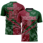 Custom Graffiti Pattern Crimson-Green Scratch Sublimation Soccer Uniform Jersey