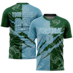 Custom Graffiti Pattern Shadow Blue-Green Scratch Sublimation Soccer Uniform Jersey