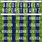 Custom Navy White-Neon Green Abstract Shape Sublimation Soccer Uniform Jersey