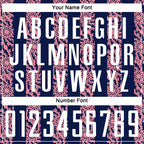 Custom Navy White-Medium Pink Abstract Shape Sublimation Soccer Uniform Jersey