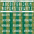 Custom Kelly Green White-Old Gold Abstract Shape Sublimation Soccer Uniform Jersey