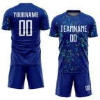 Custom Royal Old Gold-Aqua Abstract Fragment Art Sublimation Soccer Uniform Jersey