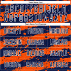 Custom Navy Orange-White Splash Sublimation Soccer Uniform Jersey