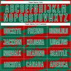 Custom Kelly Green Red-White Splash Sublimation Soccer Uniform Jersey