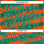 Custom Kelly Green Orange-White Splash Sublimation Soccer Uniform Jersey