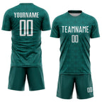 Custom Midnight Green White Geometric Shapes Sublimation Soccer Uniform Jersey