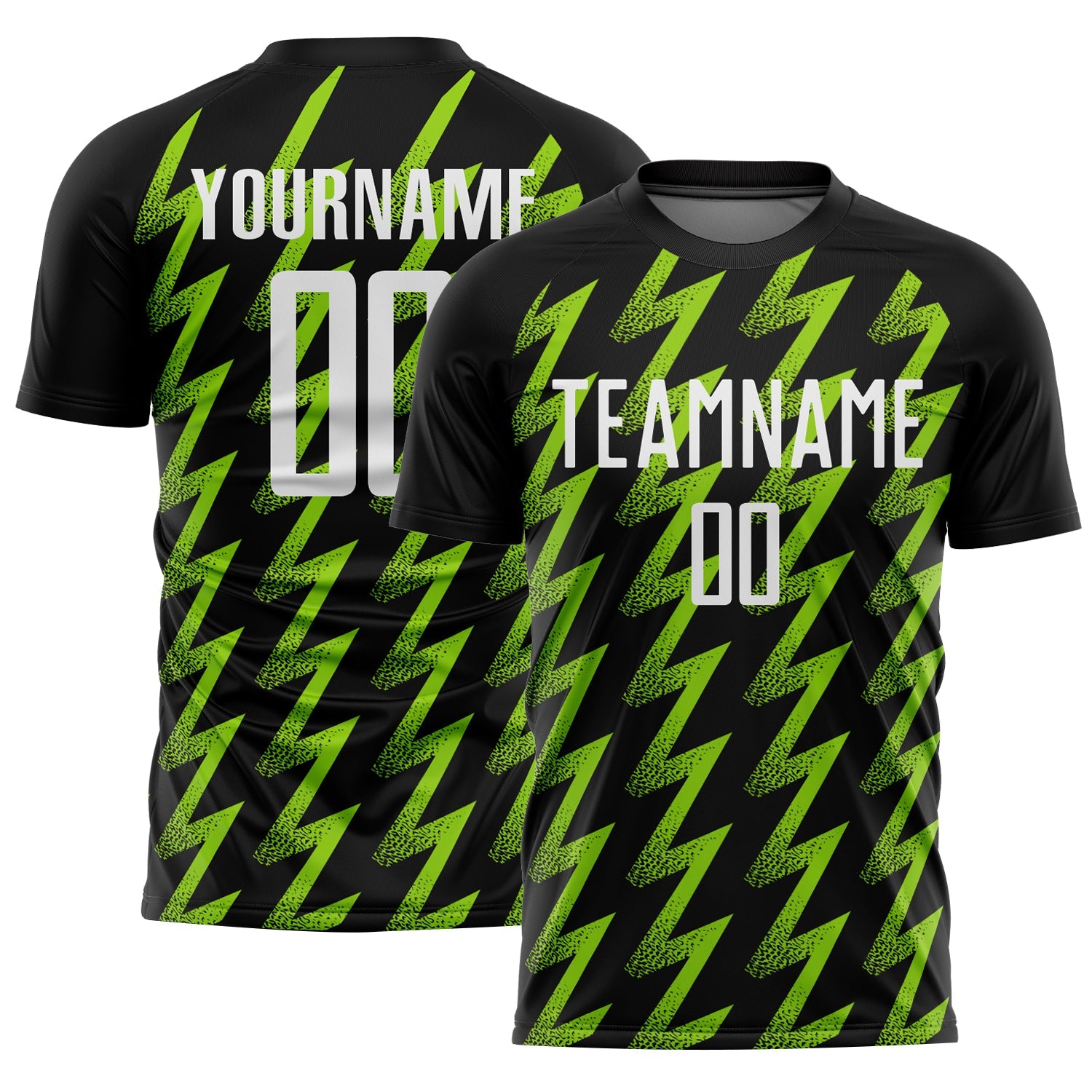 Custom Black White-Neon Green Zigzag Shape Sublimation Soccer Uniform Jersey
