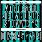 Custom Black Aqua-White Line Sublimation Soccer Uniform Jersey