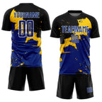 Custom Black Royal-Yellow Spalsh Sublimation Soccer Uniform Jersey