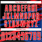 Custom Fire Red Royal-Black Line Sublimation Soccer Uniform Jersey