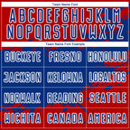 Custom Red Royal-White Splash Sublimation Soccer Uniform Jersey