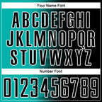 Custom Black Aqua-White Gradient Line Sublimation Soccer Uniform Jersey