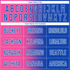 Custom Thunder Blue Pink-White Gradient Line Sublimation Soccer Uniform Jersey