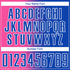 Custom Thunder Blue Pink-White Gradient Line Sublimation Soccer Uniform Jersey