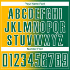 Custom Kelly Green Gold-White Gradient Line Sublimation Soccer Uniform Jersey